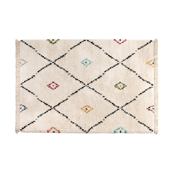 Tapis losanges à poils longs Elias - Vivaraise | Impression Lin