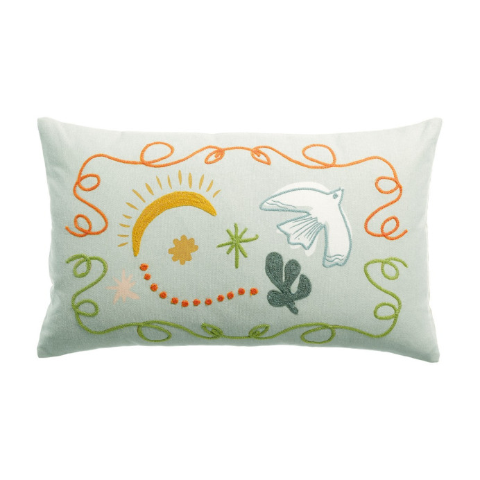 Coussin en Coton Brodé ANKA - Vivaraise | Impression lin