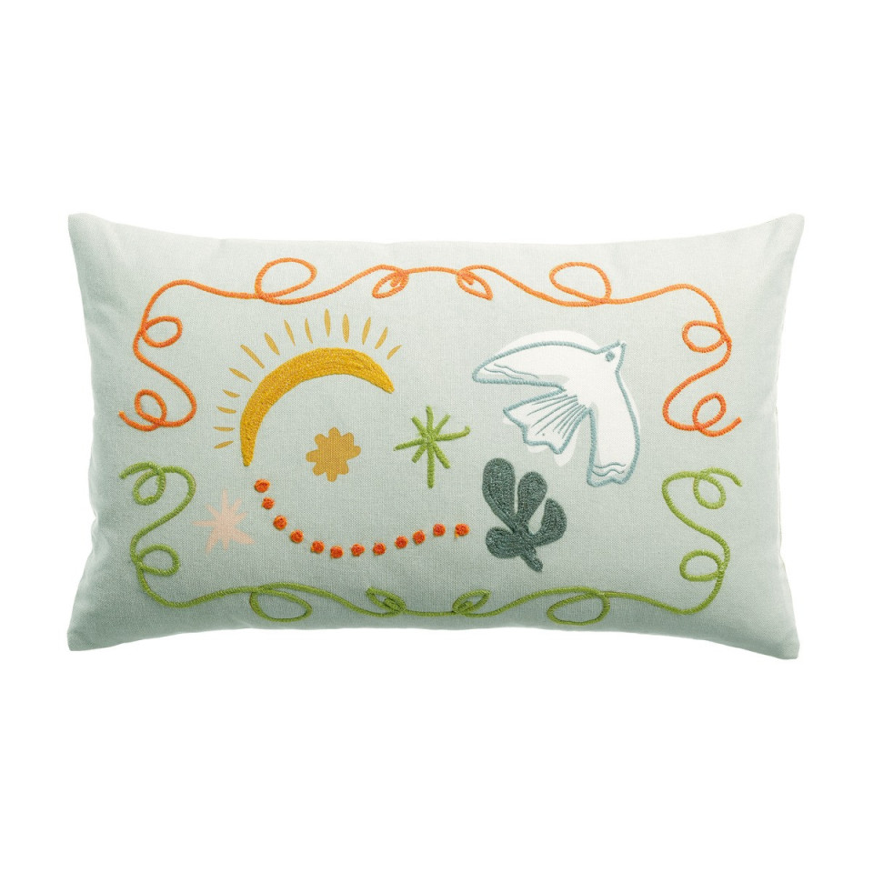 Coussin en Coton Imprimé et Brodé ANKA  