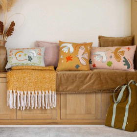 Coussin en Coton Imprimé et Brodé ANKA  
