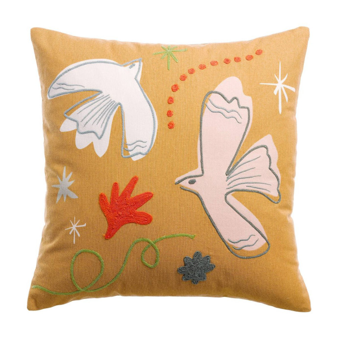 Coussin en Coton Brodé ANKA - Vivaraise | Impression lin
