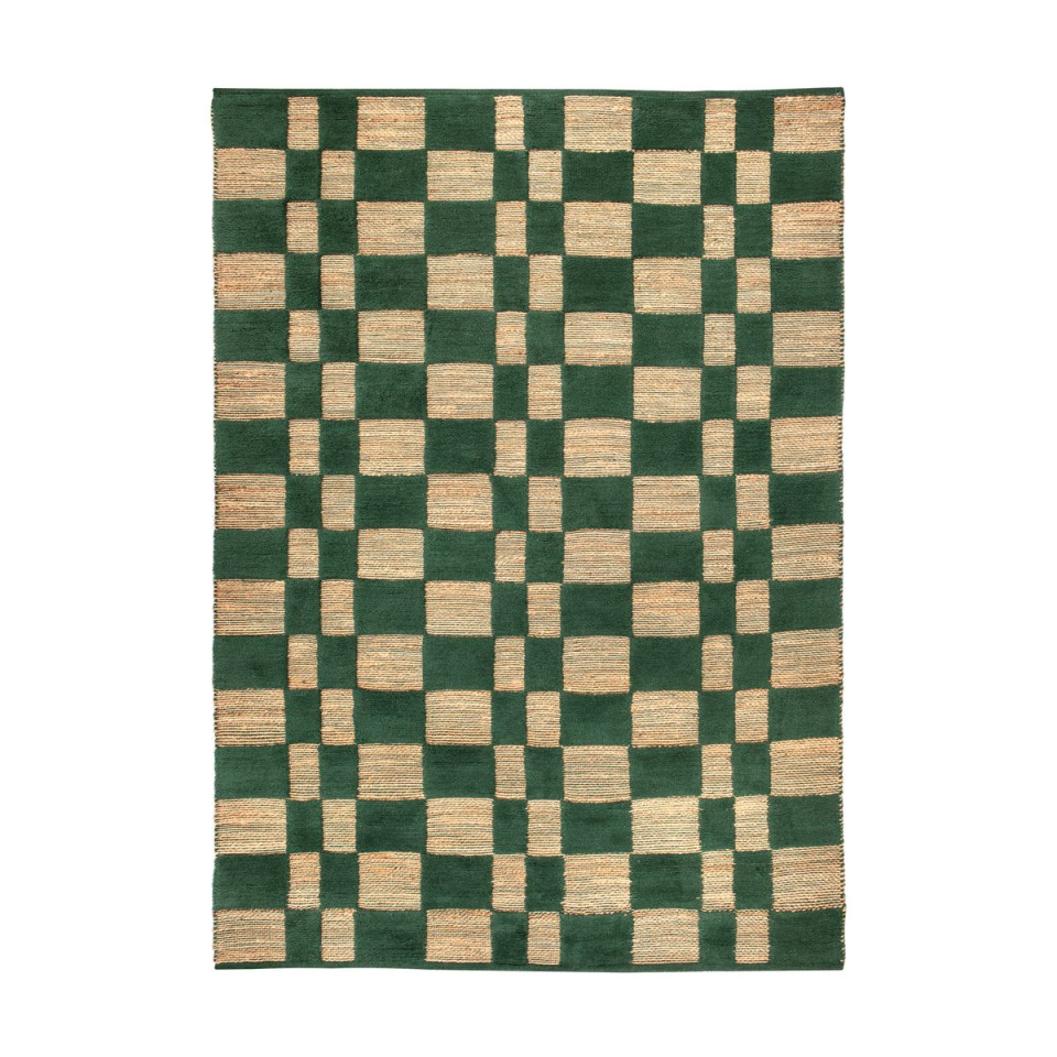 Tapis damier jute et laine Milena