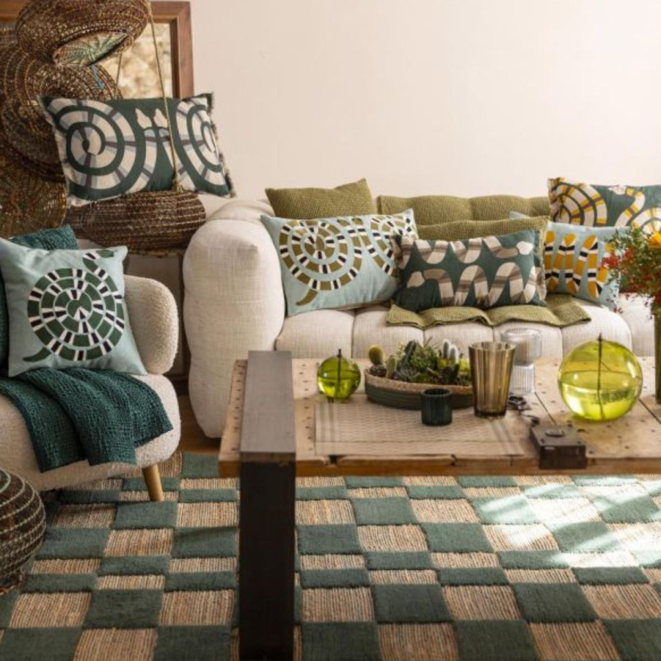 Tapis damier jute et laine MILENA