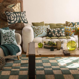 Tapis damier jute et laine MILENA