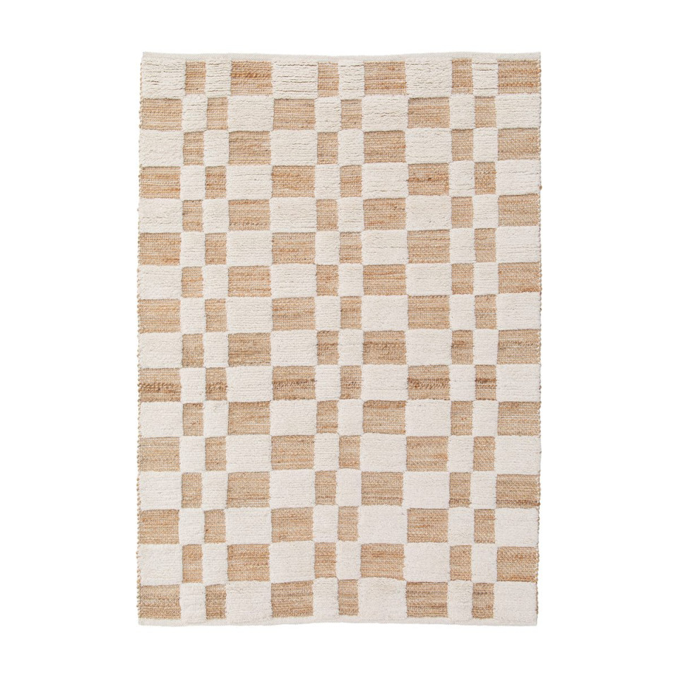 Tapis damier jute et laine MILENA