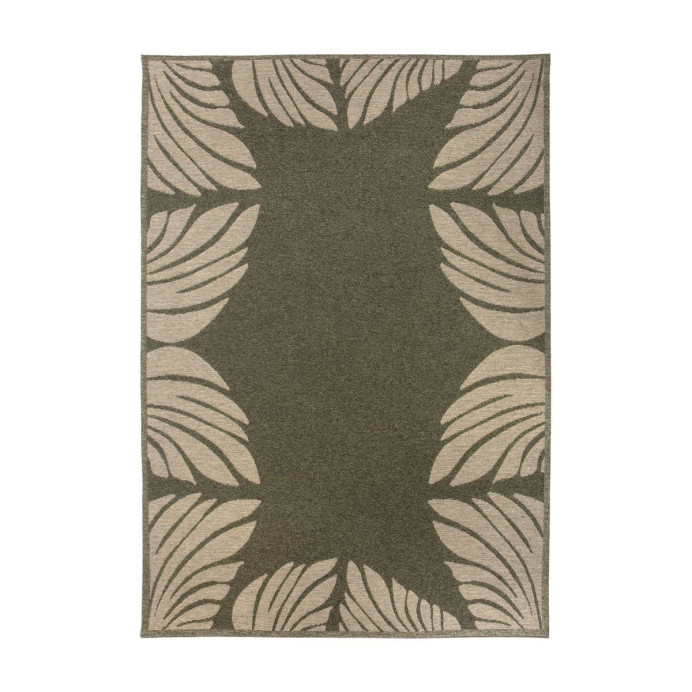 Tapis outdoor motif feuille Nilos - Vivaraise | Impression Lin