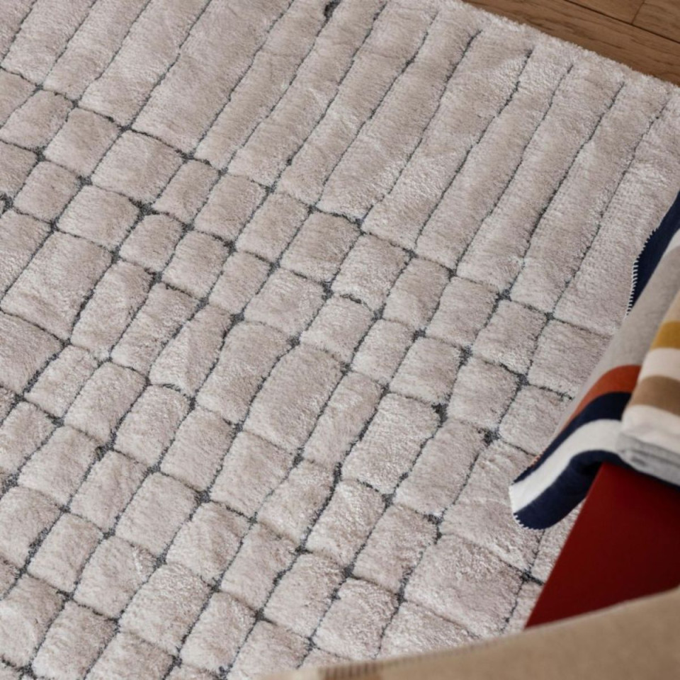 Tapis quadrillage aspect laine ANTONIO