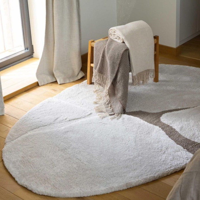 Tapis galet forme organique Yan - Vivaraise | Impression Lin