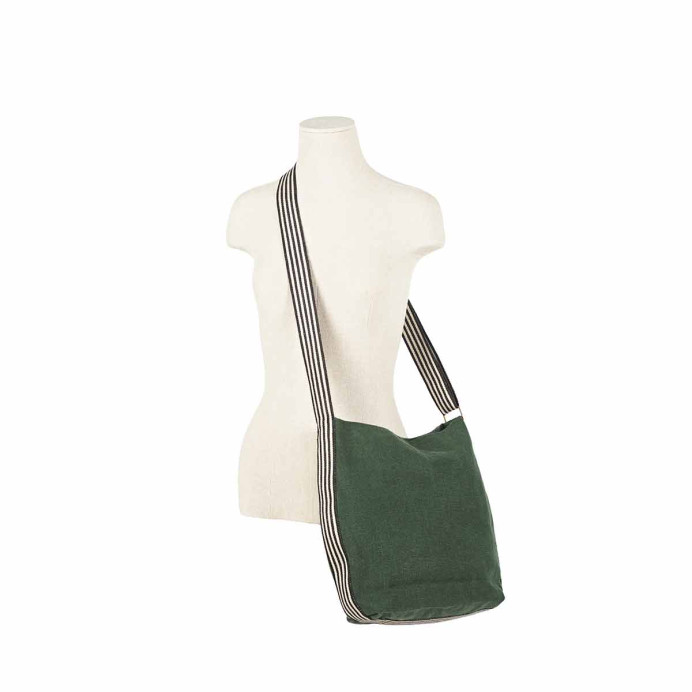 Sac bandoulière en lin lavé Billie porté croisé