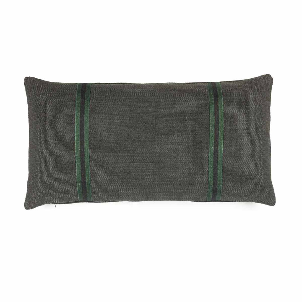Housse de coussin en lin et laine Leo à bandes tissées
