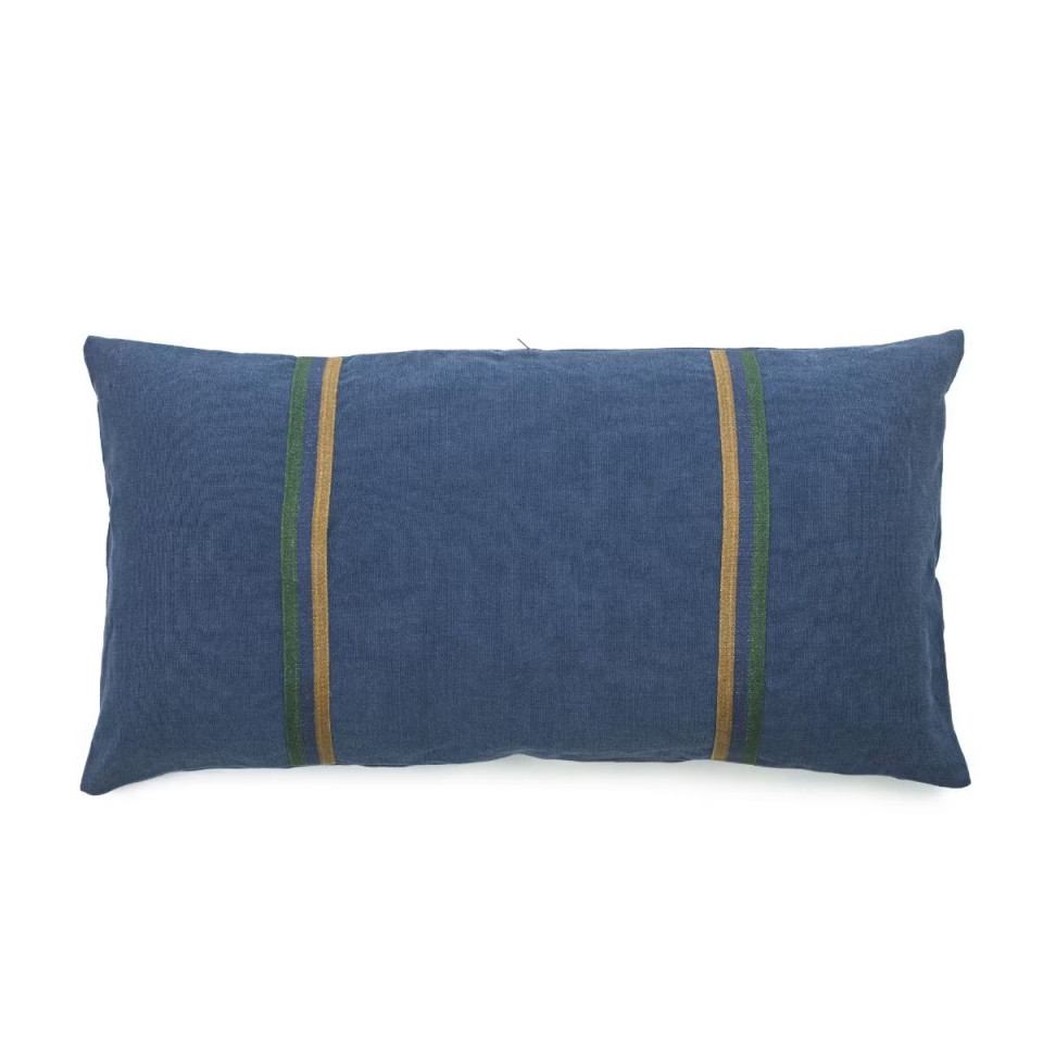 Housse de coussin en lin lavé Max à galons tissés