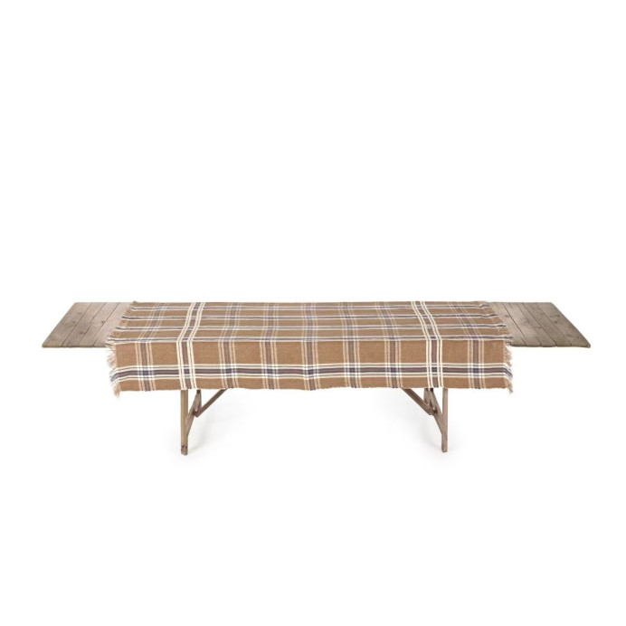 Nappe ou rideau en lin Batsi à carreaux et franges