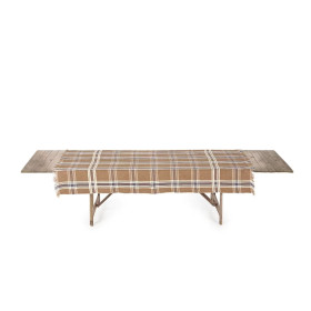 Nappe ou rideau en lin Batsi à carreaux et franges