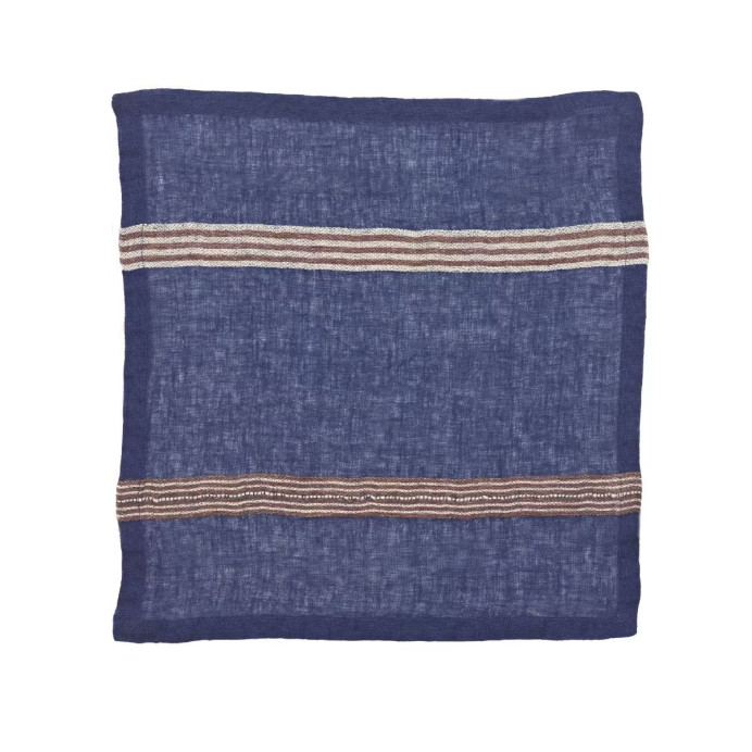 Serviette de table en lin Noa à bandes tissées