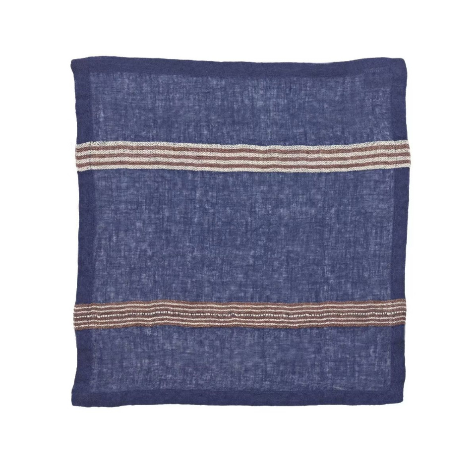 Serviette de table en lin Noa à bandes tissées