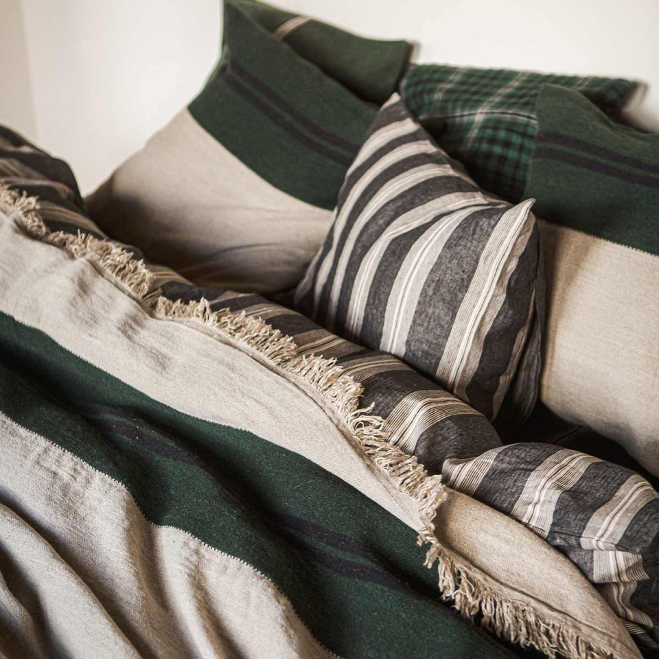 Couvre-Lit Lin et Laine OMAHA STRIPE
