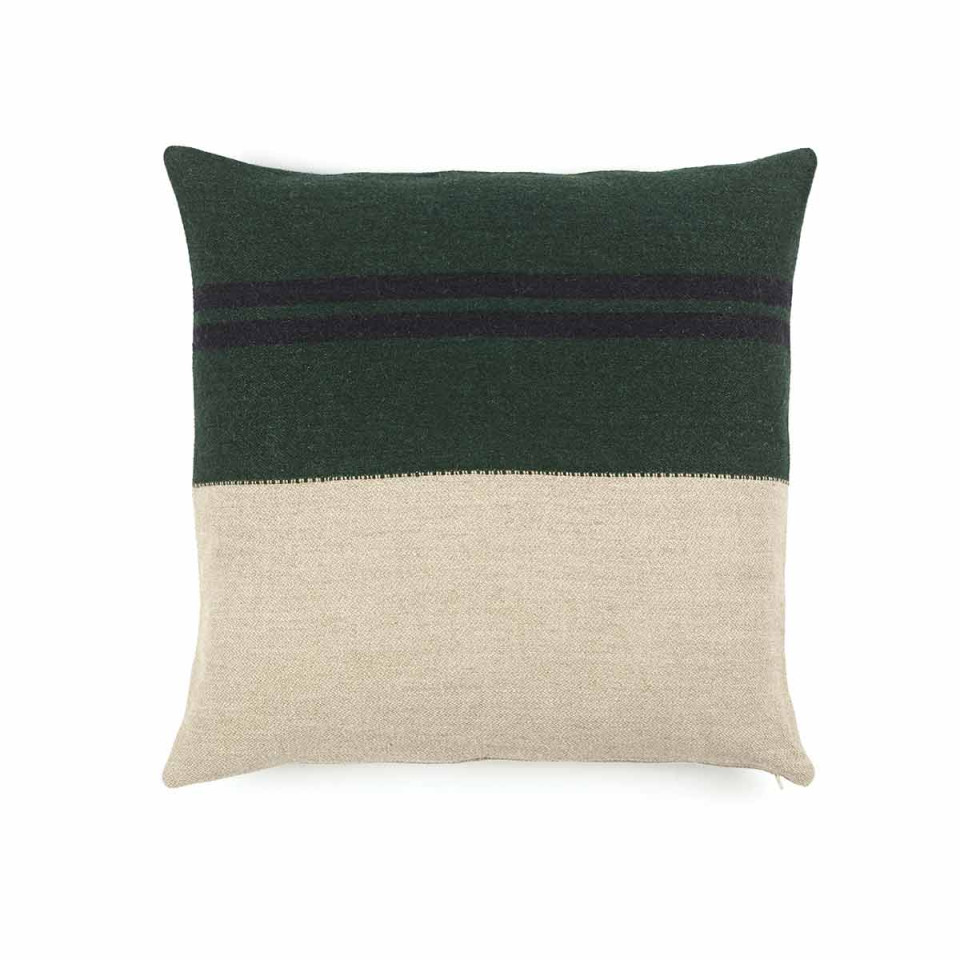 Housse de coussin en lin et laine Omaha Stripe