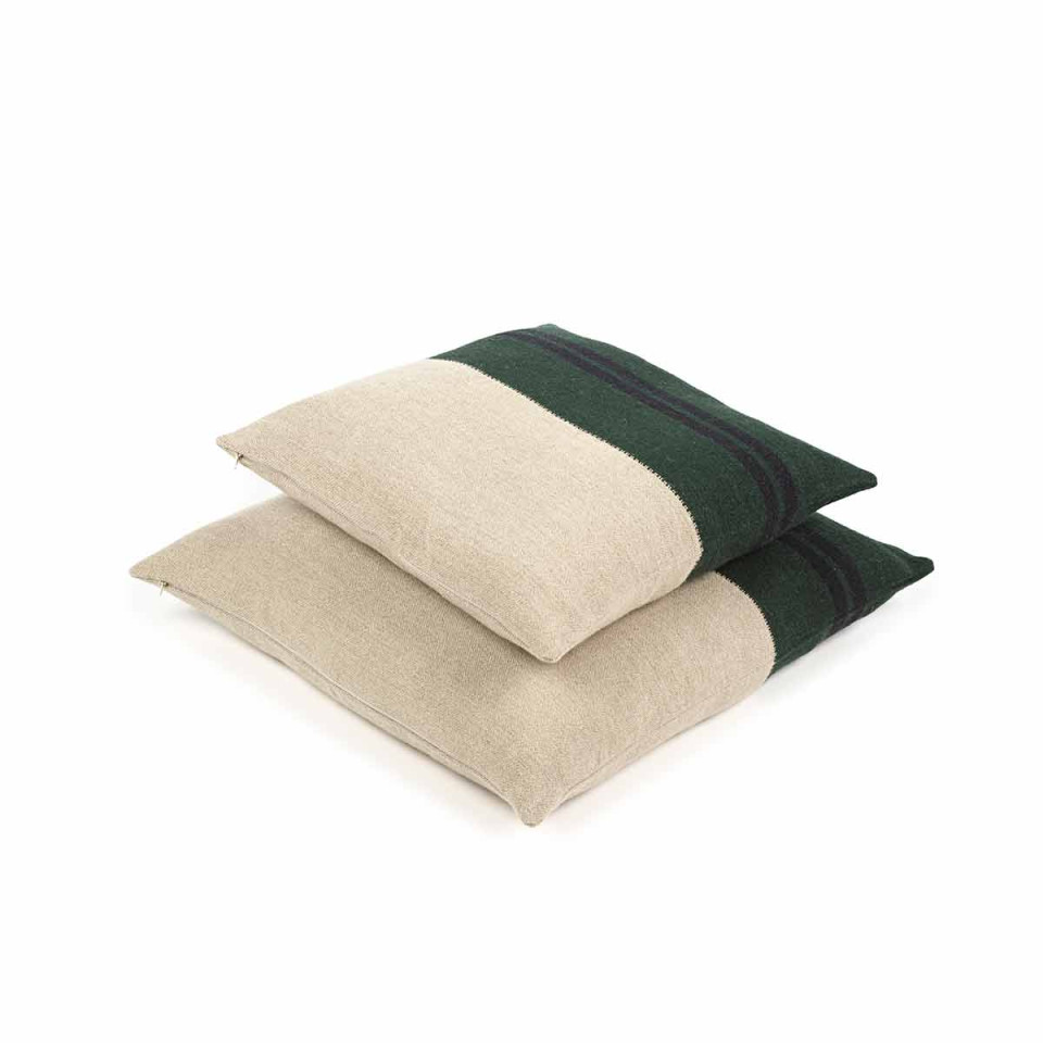 Housse de Coussin Lin et Laine OMAHA STRIPE