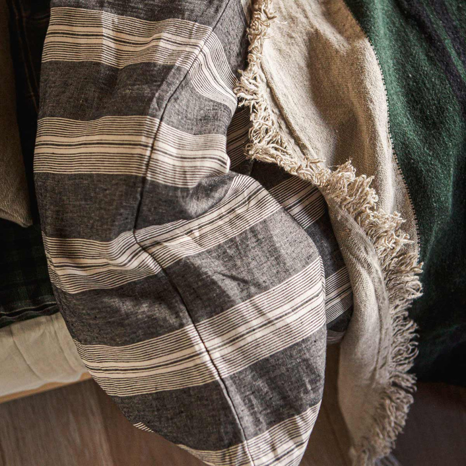 Plaid Lin et Laine OMAHA STRIPE