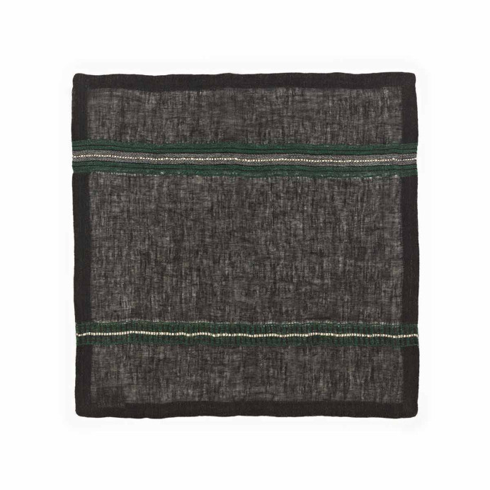 Serviette de table en lin lavé Stella à bandes tissées