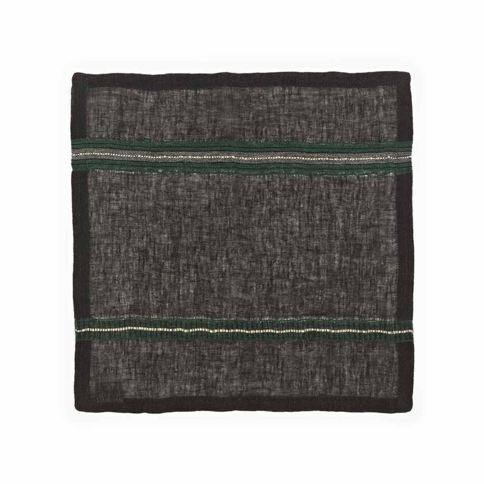 Serviette de table en lin lavé Stella à bandes tissées