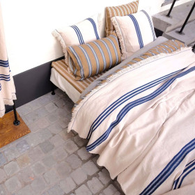 Couvre-Lit en Lin THE INDIGO STRIPE