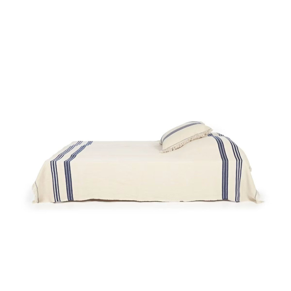 Couvre-Lit en Lin THE INDIGO STRIPE