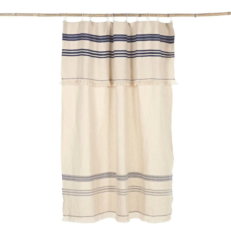 Nappe ou Rideau en Lin THE INDIGO STRIPE