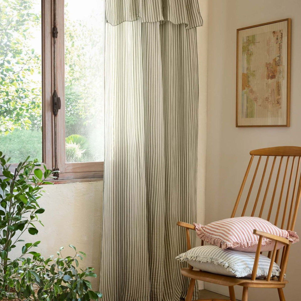 Rideau + Anneaux Pince Gaze de Coton ROMIE