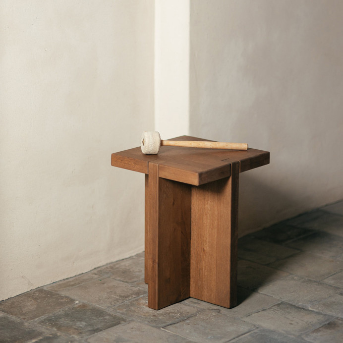 Table d'Appoint ou Tabouret en Chêne ASA - Pomax | Impression lin
