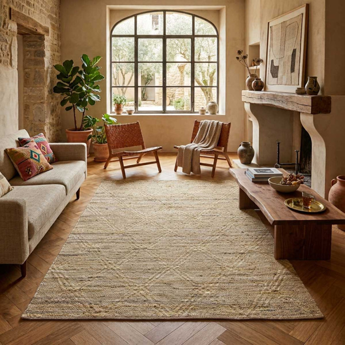 Tapis en Denim et Chanvre AMAYA - The Rug Republic | Impression lin