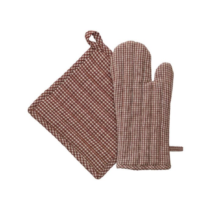 Set gant et manique en coton vichy Vic Vent du Sud