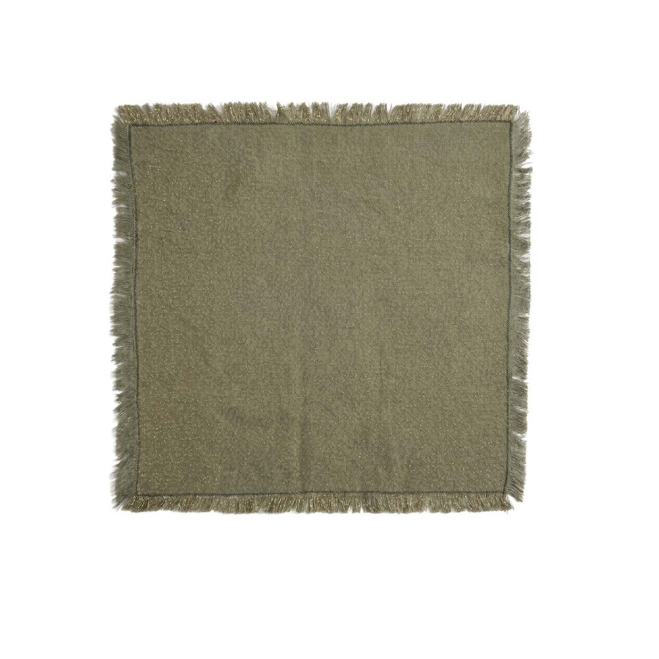 Serviette de table coton et fil lurex à franges Win Vent du Sud