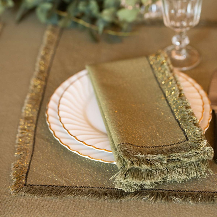 Serviette de Table en Coton et Lurex WIN - Vent du Sud | Impression Lin