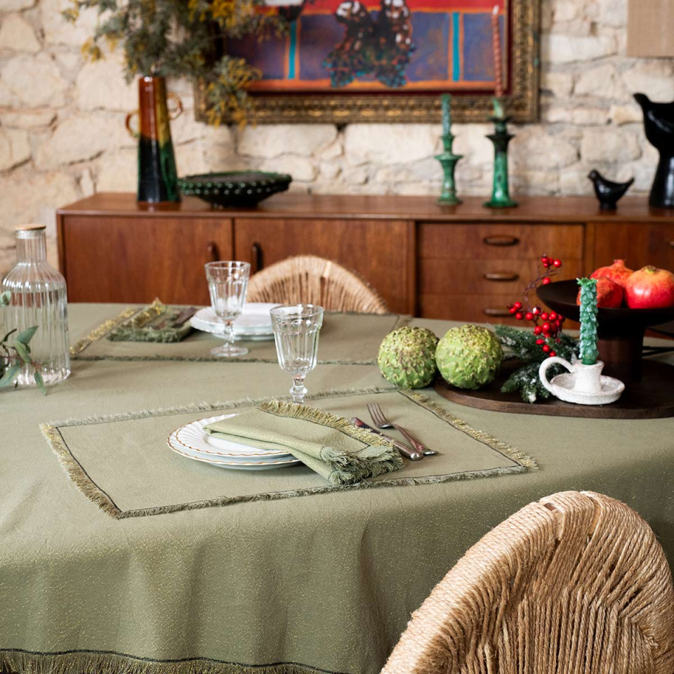 Set de table en coton et fil lurex à franges Win Vent du Sud