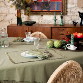 Set de table en coton et fil lurex à franges Win Vent du Sud