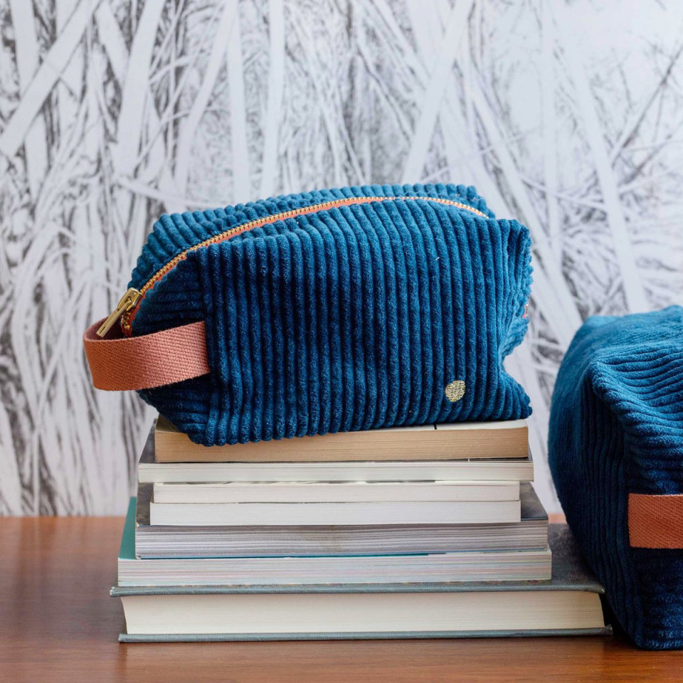 Trousse de Toilette Cube en Coton Bio Unis ou Motifs  