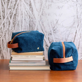 Trousse de Toilette Cube en Coton Bio Unis ou Motifs  