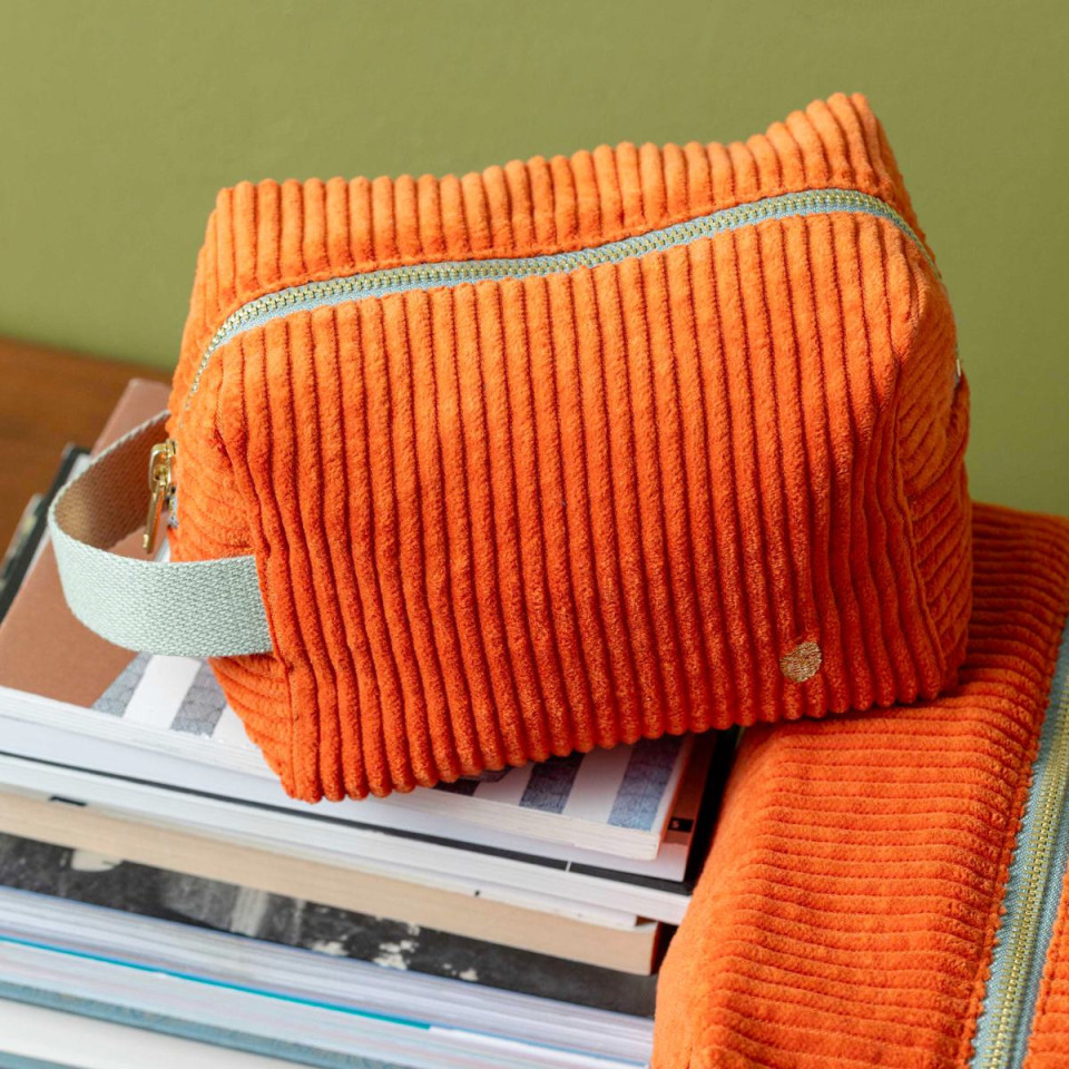 Trousse de Toilette Cube en Coton Bio Unis ou Motifs  