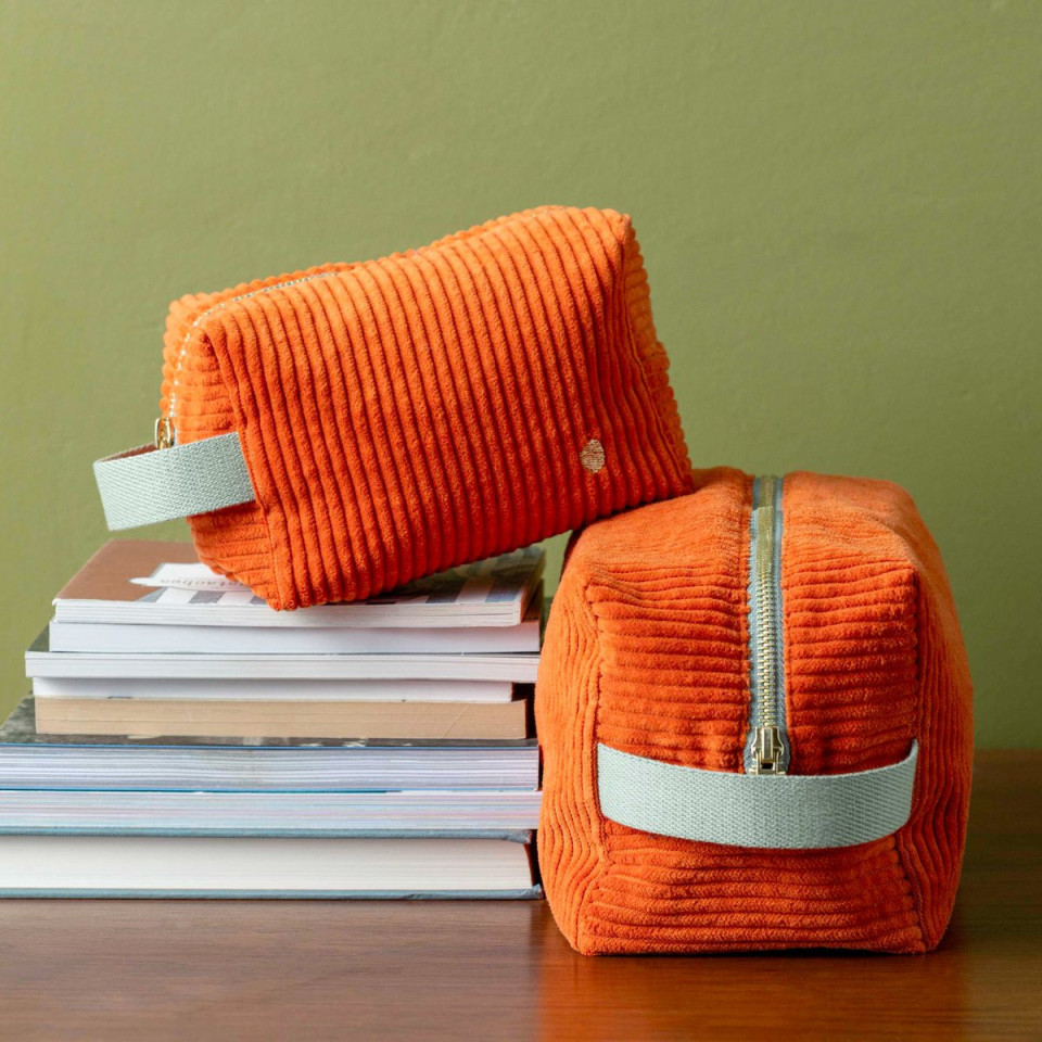 Trousse de Toilette Cube en Coton Bio Unis ou Motifs  