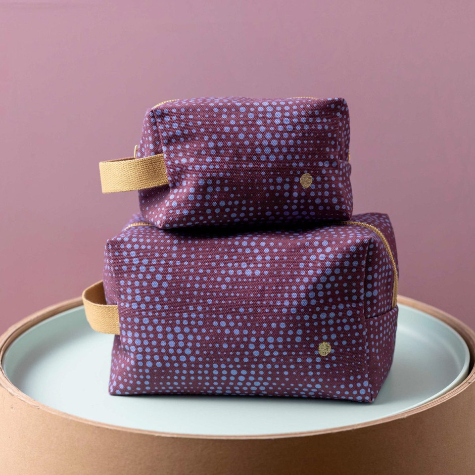 Trousse de Toilette Cube en Coton Bio Unis ou Motifs  