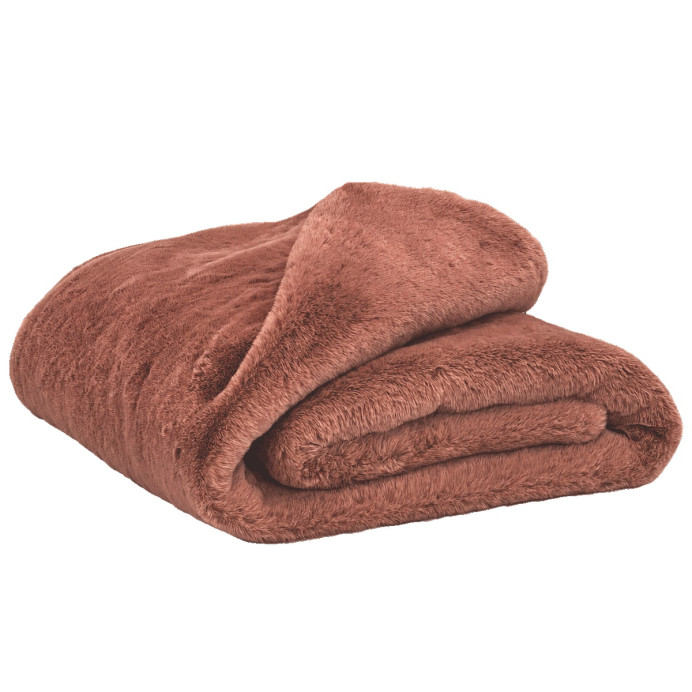 Plaid et Couvre lit en Fausse Fourrure CHAMONIX - Haomy | Impression lin