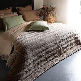 Couvre Lit Velours Surpiqué Rayures NANOOK