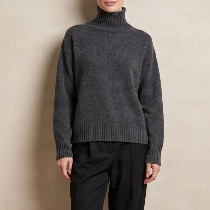 Pull col roulé en pure laine Sela – HOD | Impression Lin