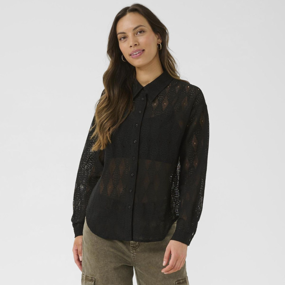 Chemise ajourée Billie en tricot de coton et viscose
