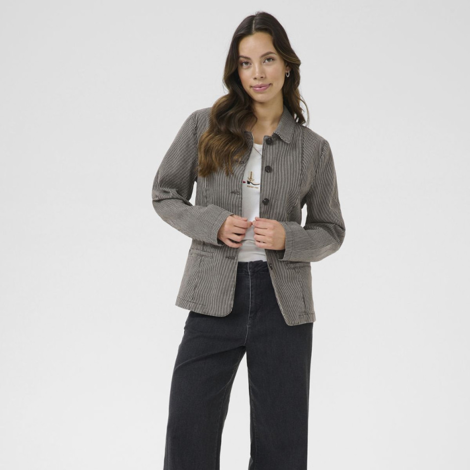 Veste de costume rayée Sato en maille de coton mélangé