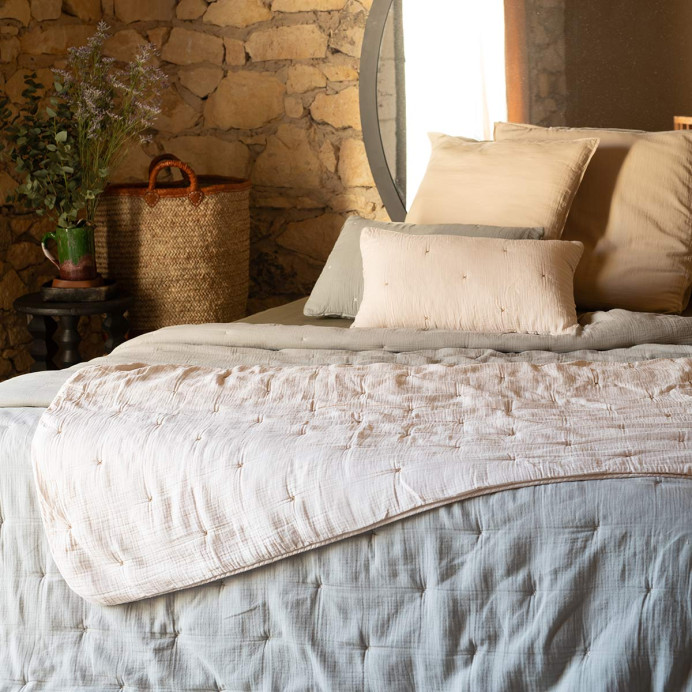 Edredon en Gaze de Coton ANDROS - Vent du sud | Impression lin