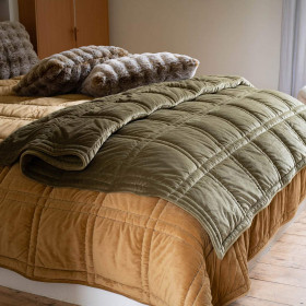 Couvre Lit Velours Surpiqué Carreaux NANOOK