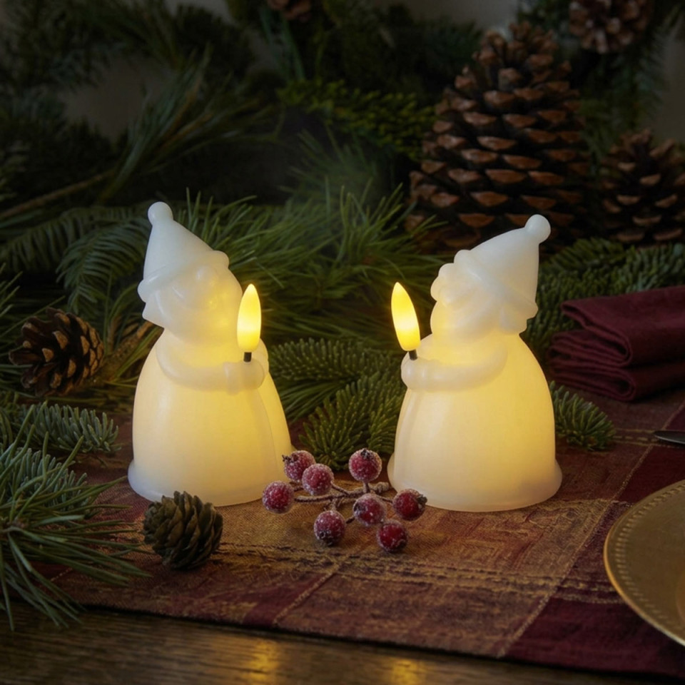 Pères Noël Lumineux en Cire CLAUS (set de 2)