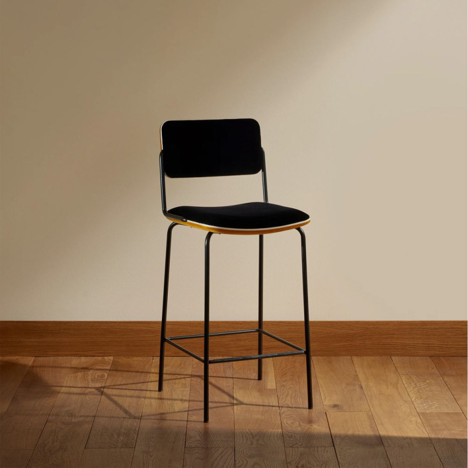 Chaise de bar en velours Double Jeu Maison Sarah Lavoine